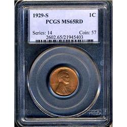 1929-S Lincoln 1C PCGS MS65 RD
