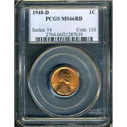 1948-D Lincoln 1C PCGS MS66 RD