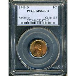 1949-D Lincoln 1C PCGS MS66 RD