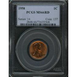 1958 Lincoln 1C PCGS MS66 RD