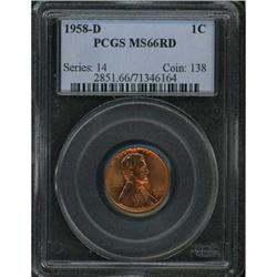 1958-D Lincoln 1C PCGS MS66 RD
