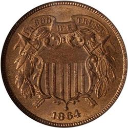 1864 2C. Lg Motto NGC MS66 RD