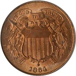 1864 2C. Lg Motto PCGS MS64 RD