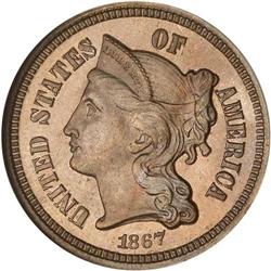 1867 Nickel 3C NGC Proof 65
