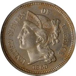 1869 Nickel 3C NGC Proof 65