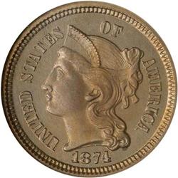 1874 Nickel 3C NGC Proof 65