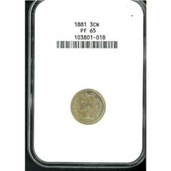 1881 Nickel 3C NGC Proof 65