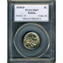 1938-D Buffalo 5C PCGS MS67