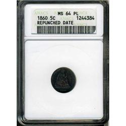 1860 Liberty Seated H10C ANACS MS64 PL