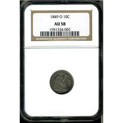 1849-O Liberty Seated 10C NGC AU58