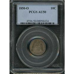 1850-O Liberty Seated 10C PCGS AU50