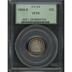 1859-S Liberty Seated 10C PCGS VF25