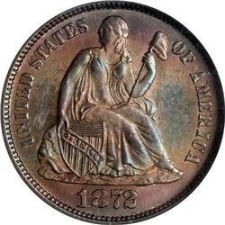 1872 Liberty Seated 10C NGC MS65