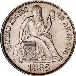 1885 Liberty Seated 10C NGC MS65