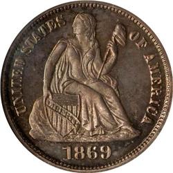 1869 Liberty Seated 10C NGC Proof 65