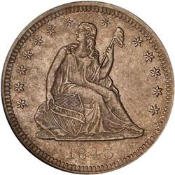 1843-O Liberty Seated 25C NGC AU58
