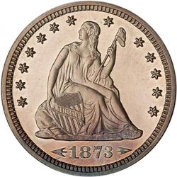 1873 Liberty Seated 25C. Arrows ANACS PF62 CAM