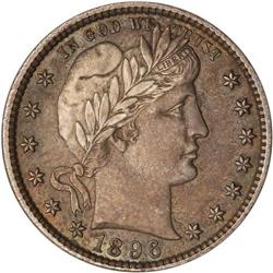 1896-S Barber 25C ANACS AU50 Details Corroded