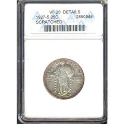 1927-S Liberty Standing 25C ANACS VF20 Scratched