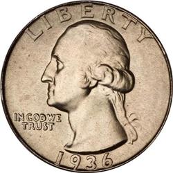 1936 Washington 25C PCGS MS67