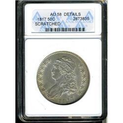1817 Bust 50C ANACS AU58 Details Scratched