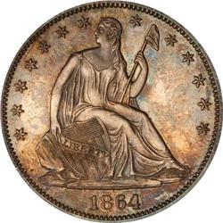1864 Liberty Seated 50C ANACS Proof 63