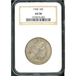 1908 Barber 50C NGC AU58