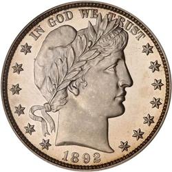 1892 Barber 50C PCGS PF62 CAM