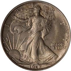1917-D Liberty Walking 50C. Mintmark on Rev PCGS MS64