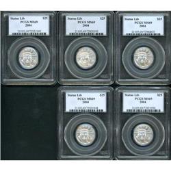 2004 Lot of 5 $25 Platinum Eagle PCGS MS69
