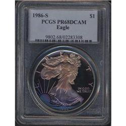 1986-S Silver Eagle $1 PCGS PR68DCAM