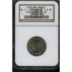 1978 Washington 25C NGC MS66 Mint Error