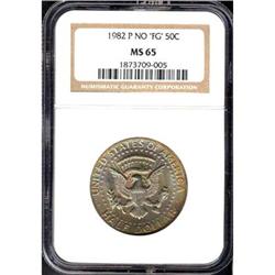 1982-P No FG Kennedy 50C NGC MS65