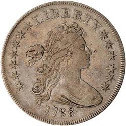 1798 Bust $1 Sm Eagle 13 St ANACS EF40 Rim Damaged