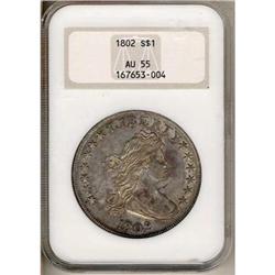 1802 Bust $1. Narrow Date NGC AU55