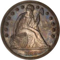 1863 Liberty Seated $1 ANACS PF62