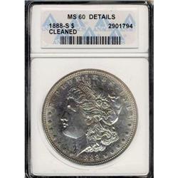 1888-S Morgan $1 ANACS MS60 Details Cleaned