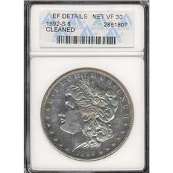 1892-S Morgan $1 ANACS EF Details Net VF 30 Cleaned