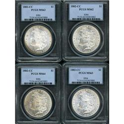 Lot of Four Morgan Dollars PCGS