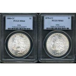 Lot of Two Morgan Dollars PCGS