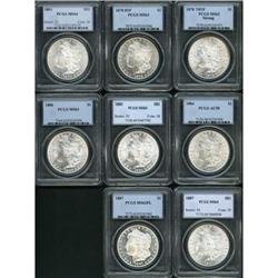 Lot of Eight Morgan Dollars PCGS