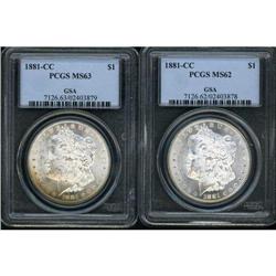 Lot of Two Morgan Dollars PCGS