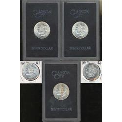 Lot of Five Morgan Dollars.