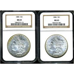 Lot of Two Morgan Dollars NGC