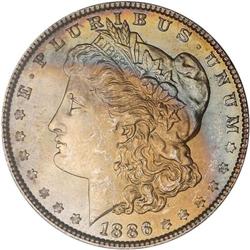 Lot of Three 1886 Toned Morgan Dollars NGC MS63*