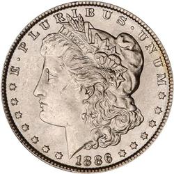 Lot of Six Toned 1886 Morgan Dollars