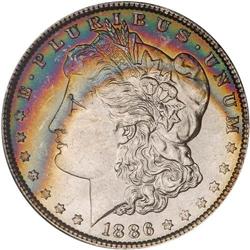 Lot of Five 1886 Toned Morgan Dollars NGC Unc