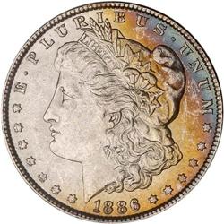 Lot of Five 1886 Toned Morgan Dollars NGC Unc