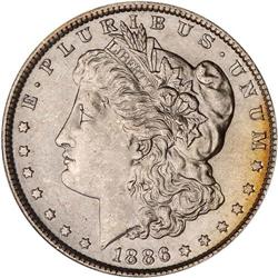 Lot of Five 1886 Toned Morgan Dollars NGC Unc