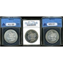 Lot of Three Morgan Dollars ANACS